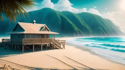 Image of a beach house, generative AI