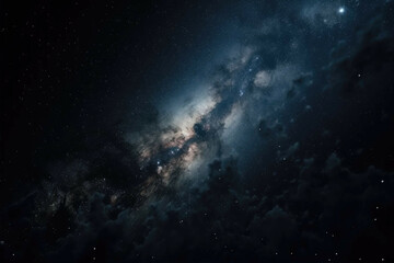 Naklejka na ściany i meble A shot of a distant galaxy, with millions of stars and nebulae illuminated by a distant star - Generative AI