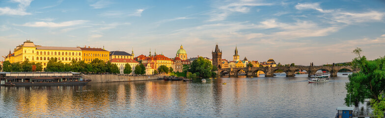 Prague Czechia Czech Republic, panorama city skyline at Charles Bridge and Prague old town