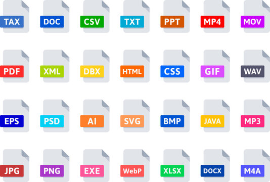 File formats icons vector pack