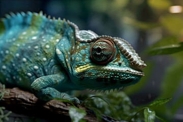 Obraz premium Chameleon in rainforest - Generative AI