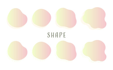 くすみカラーの流体シェイプ素材8セット　グラデーション　ピンク