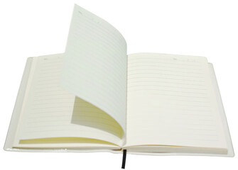 風でめくれるメモ帳。透過背景。