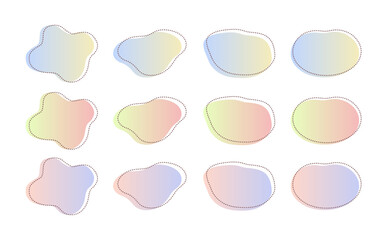 くすみカラーの流体シェイプ素材12セット　グラデーション