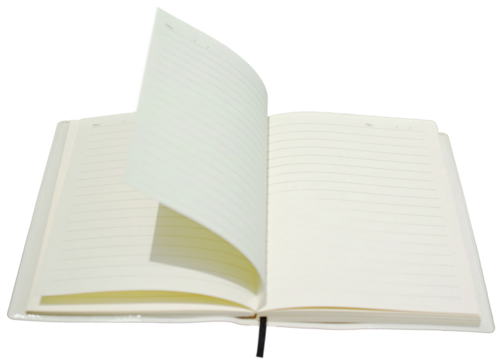 風でめくれるメモ帳。透過背景。