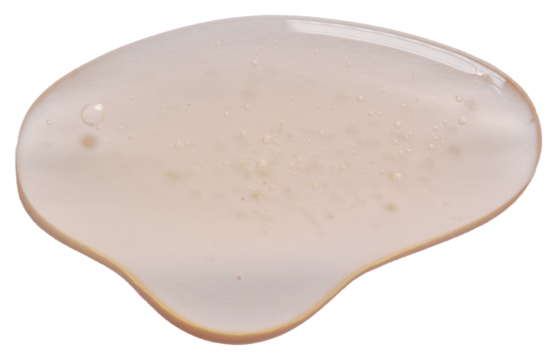 がん治療の分野で注目されているポリビニルアルコールが主成分のオレンジ色の液体のり。透過背景。