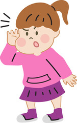 Cute kid cartoon listening  character doodle hand drawn design for decoration.