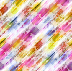 Flowers Butterflies Silhouettes Diagonal Brushed Ombre Background Seamless Pattern Trendy Fashion Colors Perfect for Allover Fabric Print