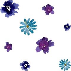 Violet viola daisy seamless pattern a watercolor 