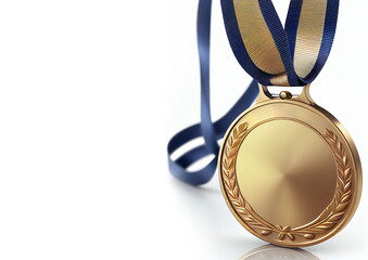 Blank gold medal on white background