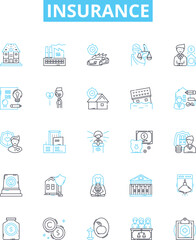 Insurance vector line icons set. Cover, Coverage, Risk, Premium, Protection, Assured, Liability illustration outline concept symbols and signs