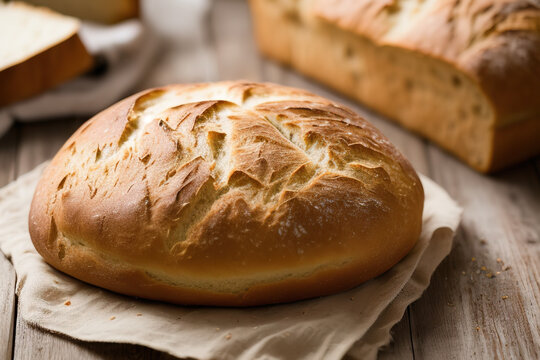 Generative AI of delicious fresh bread on table