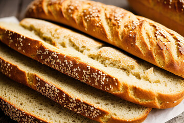 Generative AI of fresh bread in bakery