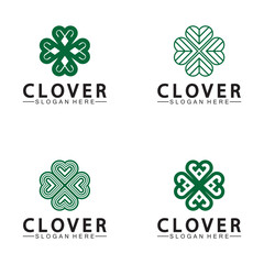 Four Leaf Clover Ornamental Logo Template Illustration Design.