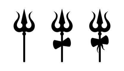 Shiva God Trishul Trident Vector Illustration Set