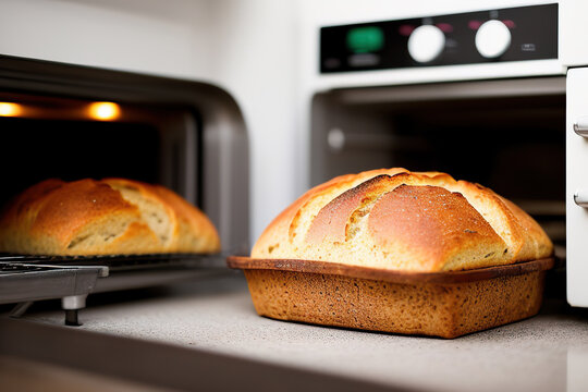 Generative AI of rustic bread in oven