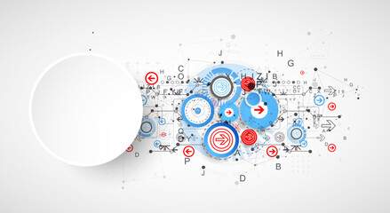 Obraz premium Abstract technology concept. Circuit board, color background.