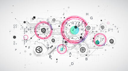 Obraz premium Abstract technology concept. Circuit board, color background.