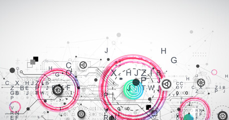 Abstract technology concept. Circuit board, color background.