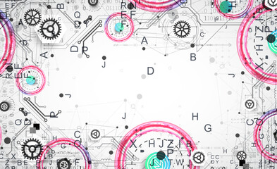 Obraz premium Abstract technology concept. Circuit board, color background.