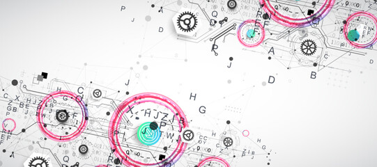 Abstract technology concept. Circuit board, color background.