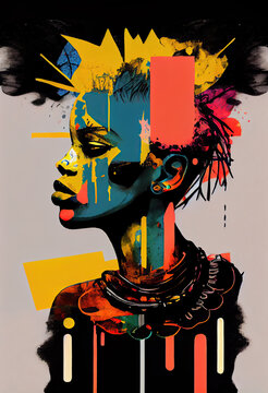 Creative Afrofuturist Illustration of Punk Man. Generative AI