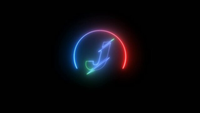 alphabet word  J animation . glowing letter  logo icon animated.