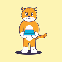 Cute Cat is Moody Cartoon Illustration