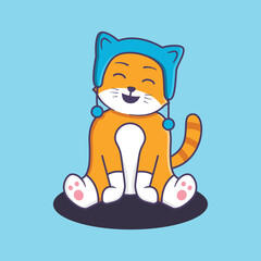 Cute Cat Smile Cartoon Illustration