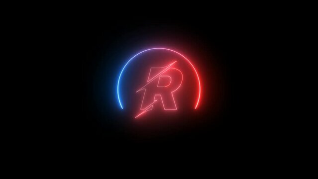  alphabet word R, animation . glowing letter  logo icon animated.