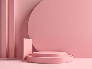 Naklejka na ściany i meble 3d render podium pink background , Generative AI 