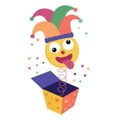 April Fools Day with Jester Hat Box Illustration 