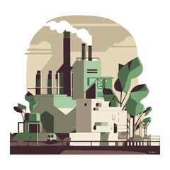 Eco factory. Eco concept. Recycling. Vector illustration.