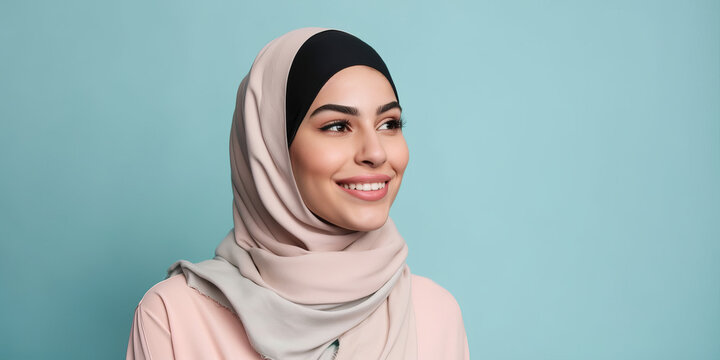 Portrait of a muslim woman wearing a headscarf. Generative ai