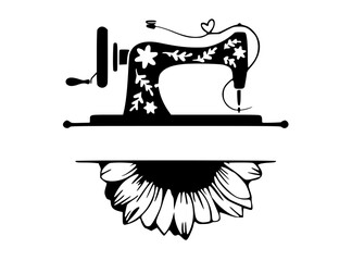 Floral Sewing Machine SVG DXF EPS Package, Flowers svg, Seamstress svg, Flower Sewing Machine svg, Cut File Circuit
