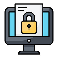 Computer Security Line Color Icon