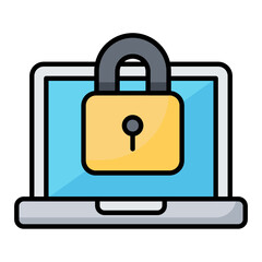 Laptop Security Line Color Icon