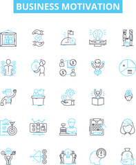 Business motivation vector line icons set. Entrepreneurship, Innovation, Ambition, Profitability, Strategy, Teamwork, Dedication illustration outline concept symbols and signs