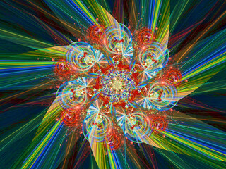 Abstract Magic energy multicolored fractal. 3D rendering.