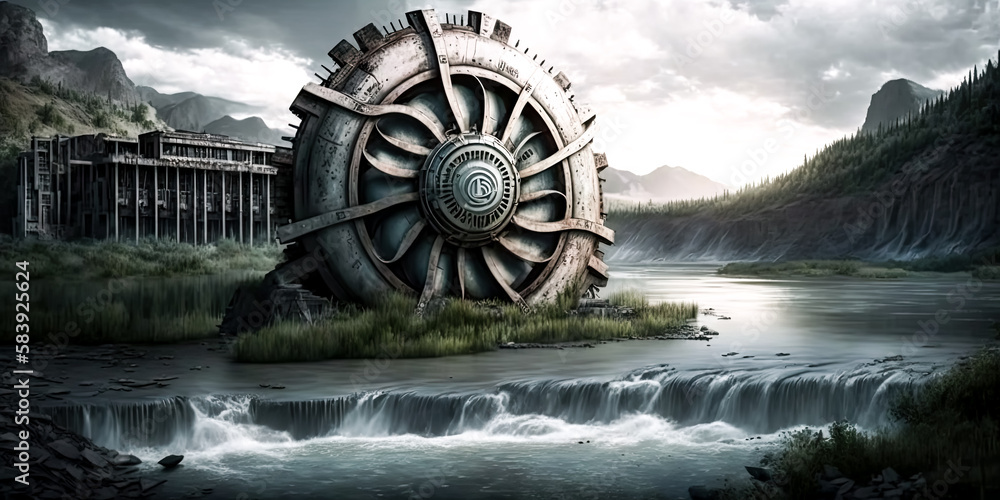 Poster the power plant turbine was generated with a generative ai wallpaper generator. - generative ai