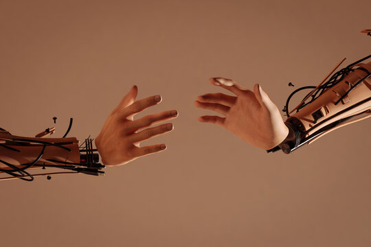 Robotic human arms broken into pieces