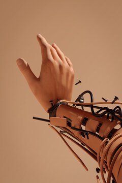 Robotic human arm broken into pieces