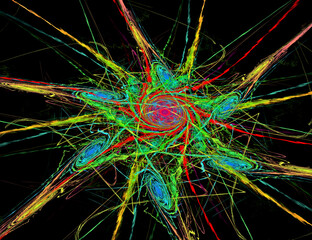 Abstract Magic energy multicolored fractal. 3D rendering.