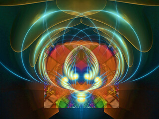 Abstract Magic energy multicolored fractal. 3D rendering.