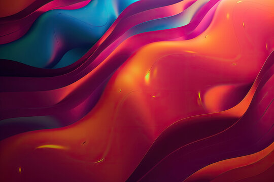 Abstract colorful Metallic Wavy Background. Generative AI