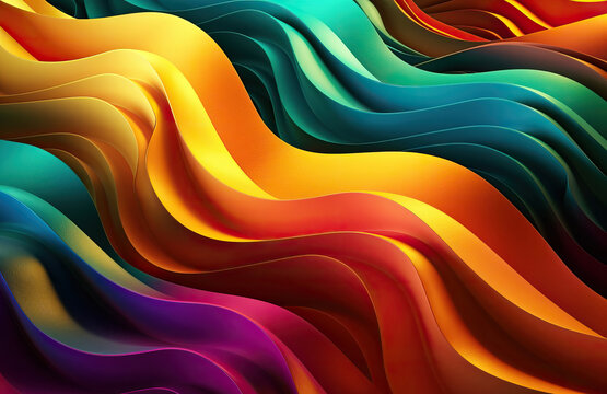 Abstract colorful Metallic Wavy Background. Generative AI