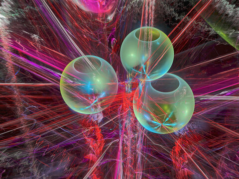 Composition in warm colors. Magic energy multicolored fractal. 3D rendering.