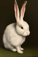 white rabbit on black background - Generative AI