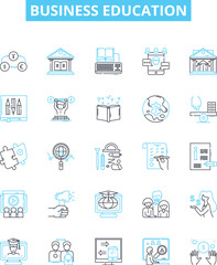 Business education vector line icons set. Business, Education, MBA, Entrepreneurship, Leadership, Finance, Management illustration outline concept symbols and signs