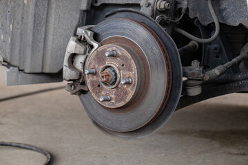 The Brake System of an ECO Car That Lacks of Maintenance and is Full of Rust